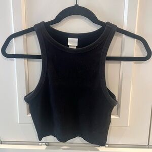 H&M Black Fitted Cropped Tank Top